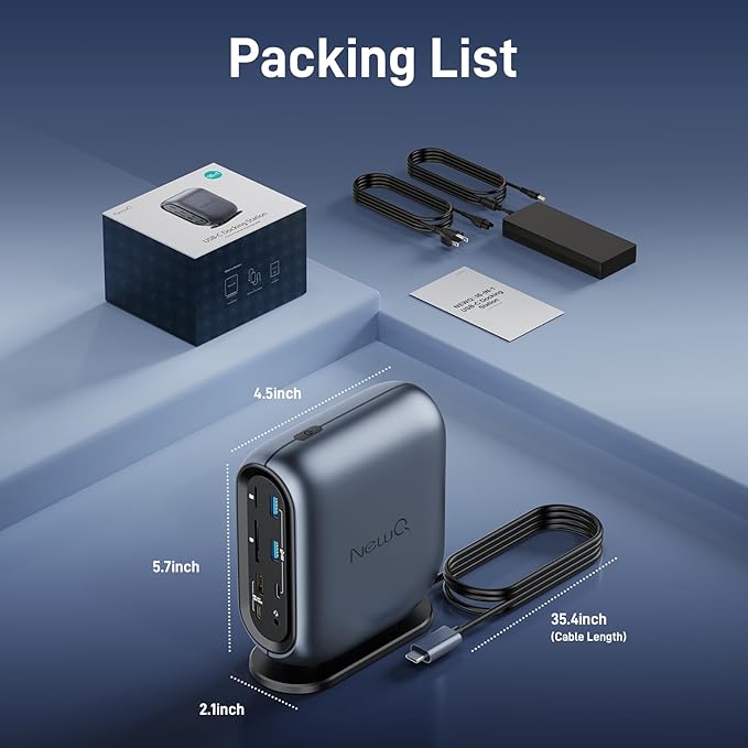 Triple Display Docking Station with 150W Power Adapter for Windows and MacBooks, Equipped with Multiple High-Speed Ports