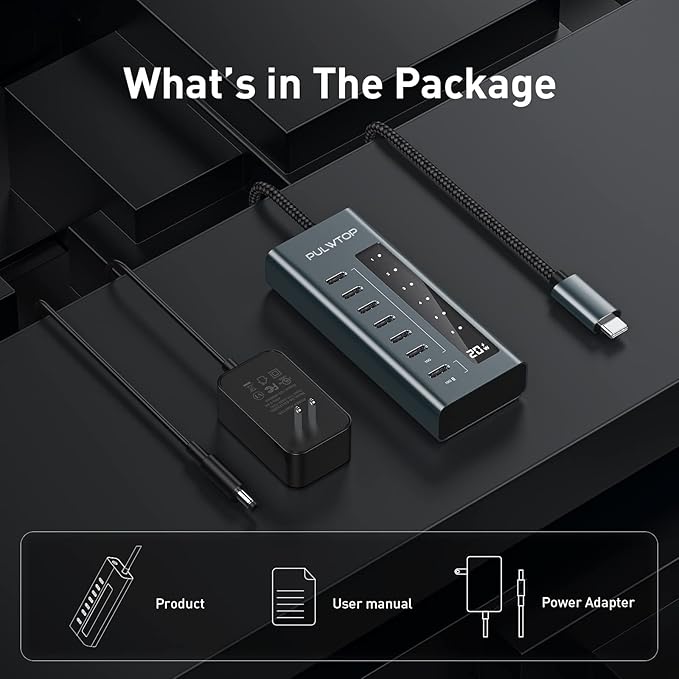 USB C Hub for Laptop, 7 in 1 10Gbps USB Adapter Support Data & Charging(Not Support Video), USB Hub 10Gbps Ports for iMac, MacBook Pro/Air, iPad, XPS, USB Hub Multiport Adapter