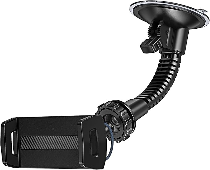 APPS2Car Truck Tablet Holder with Heavy-Duty 4.33" Large Suction Cup, 8-Level Non-Sticky Vacuum Suction Power, Ultra Stable Double-Rib Adjustable Arm, Tablet Car Mount for iPad Pro Air Mini Samsung