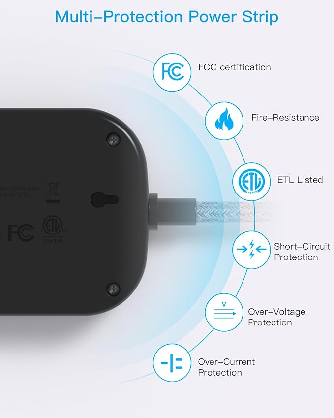 One Beat Cruise Ship Essentials,Travel Power Strip with USB C,Flat Plug Extension Cord 10 FT with 3 Outlets 4 USB Ports(2 USB C),Desk Wall Outlet Extender,Non Surge Protector for Cruise,Dorm Room,ETL