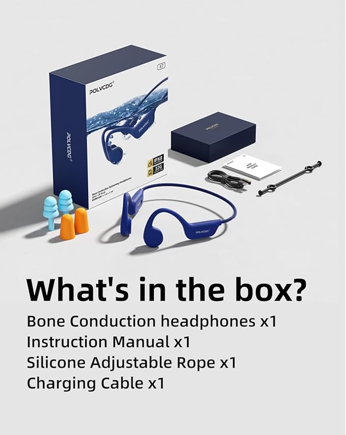 Swimming Headphones,IPX8 Waterproof Bone Conduction Headphones,32GB Memory Open Ear Headphones with Mic,Wireless Bluetooth Earphones Underwater Sport Earbuds for Workout Running Cycling Gift