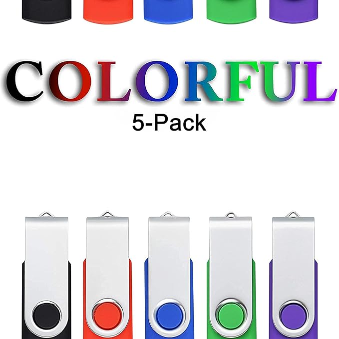 KOOTION 5 Pack 64GB USB 2.0 Flash Drive Thumb Drives - Mixed Color