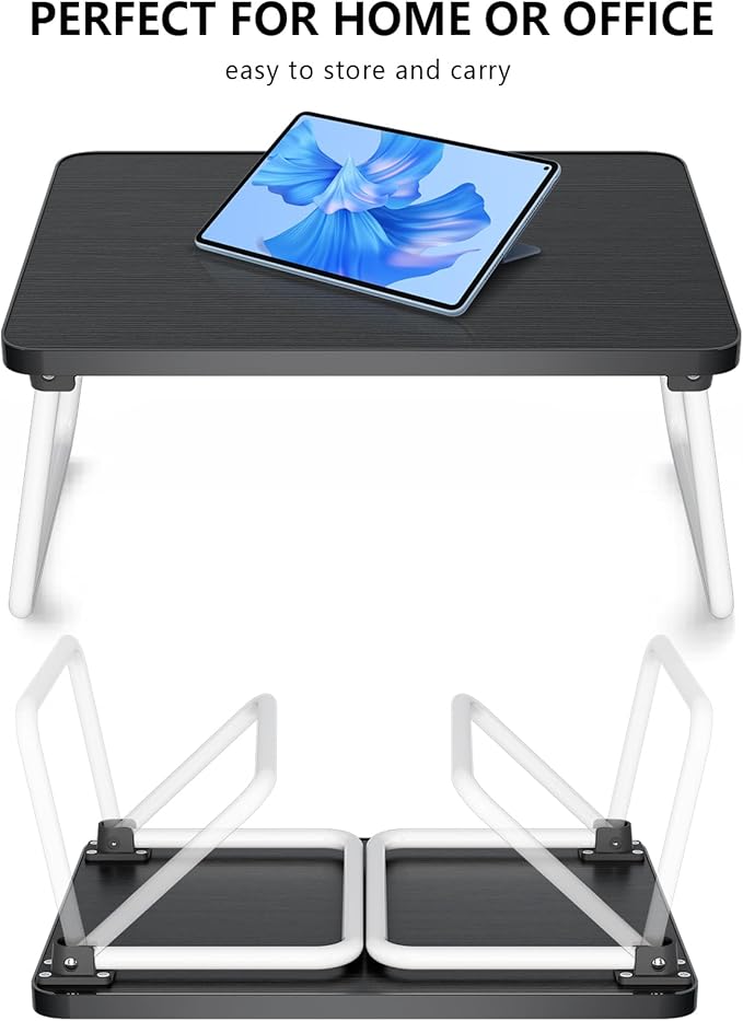 Foldable Lap Desks Laptop Tray for Bed or Couch,Portable Breakfast Serving Tray with Folding Legs,Lightweight Mini Table, Laptop Stand for Working, Reading and Writing,Black