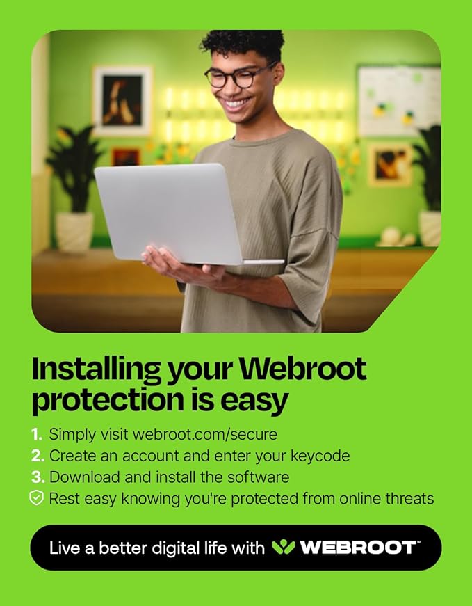 Webroot Internet Security Plus | Antivirus Software 2025 | 3 Device | 1 Year Keycard for PC/Mac/Chromebook/Android/IOS + Password Manager | Packaged Version