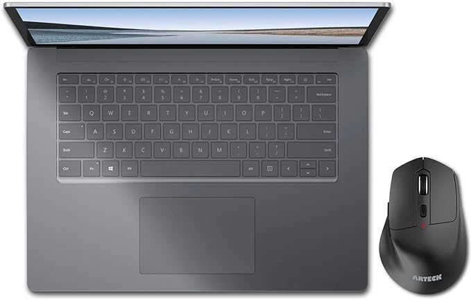 Arteck 2.4G Wireless Mouse with Nano USB Receiver Ergonomic Right Hand Silent Clicking with Backward & Forward for Computer/Desktop/PC/Laptop and Windows 10/8/7 Build in Rechargeable Battery