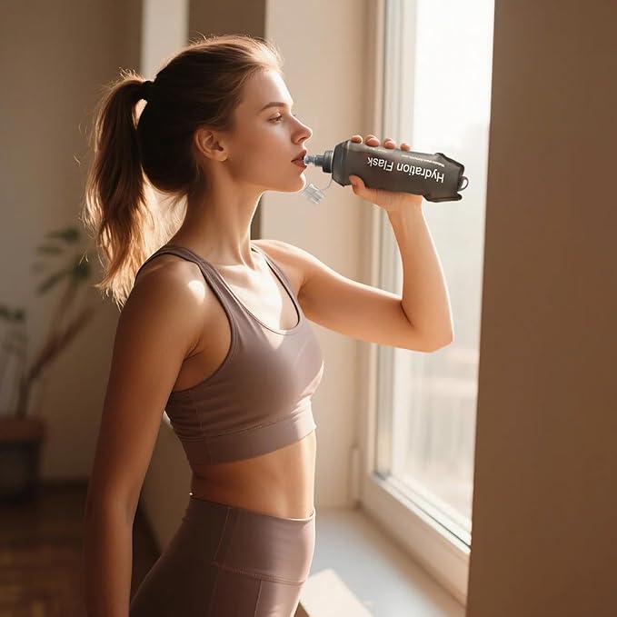 GYGYL Soft Flask, TPU Collapsible Soft Water Bottle for Hydration Pack, Running Vest, Leak-Proof Folding Water Bottle for Hiking Cycling Climbing Jogging-150ml Grey, 2pcs