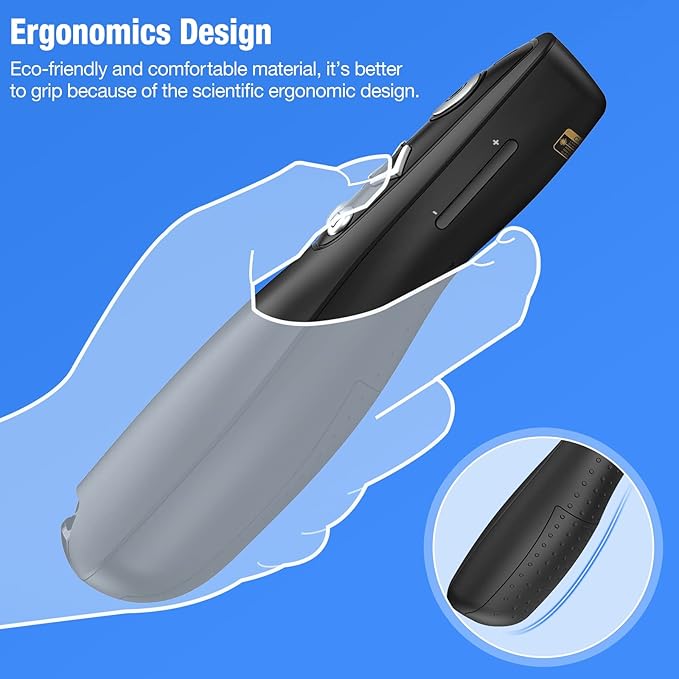 Presentation Clicker Wireless Presenter Remote for PowerPoint, Powerpoint Clicker with Volume Control PowerPoint Slide Advancer for Mac, Computer, Laptop-E600