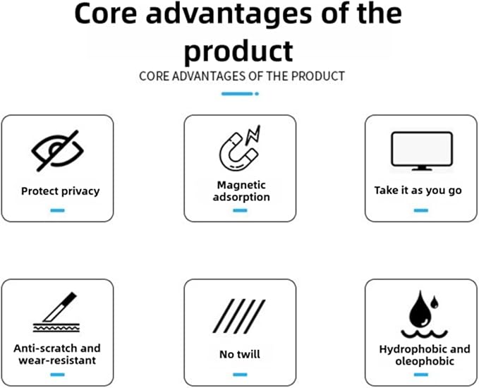 Jiawu 23 Inch Computer Privacy Screen Filter, Anti Anti Monitor Protector with Magnetic Attachment and Clips, for 16:9 Widescreen Laptop Desktop Monitor
