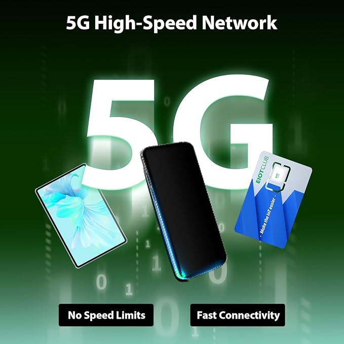 EIOTCLUB International SIM Card - 5GB/30Day, 5G/4G Business Travel SIM Card for USA/Europe/200+ Countries, Prepaid Data SIM for Mobile Phone, Router, Hotspot (No Roaming Charges)