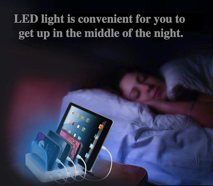 Charging Station for Multiple Devices - 4-Port 20W PD USB-C Charger for iPhone iPad Smartphones Tablets,Universal Compatibility, Detachable Baffle Design