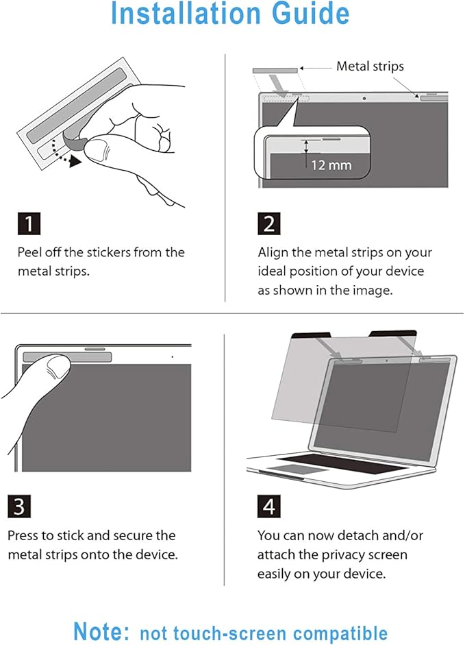 ZOEGAA Magnetic 14 Inch Laptop Privacy Screen Filter,Compatible with HP Dell Acer Asus Samsung Lenovo,for Removable 16:10 Widescreen Display Laptop Privacy Screen 14 inch and Anti-Glare Protector
