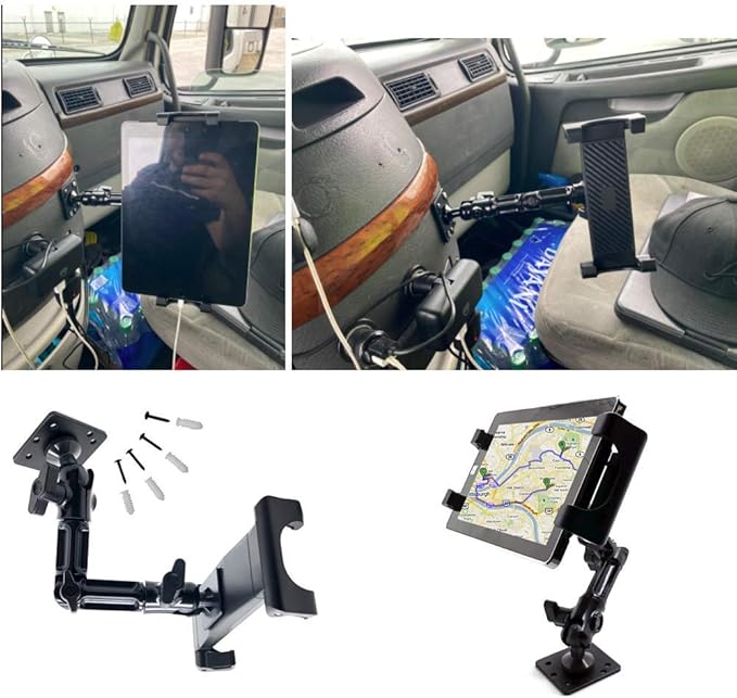 ChargerCity Universal ELD Drill Base Industrial Alloy Heavy Duty Metal Mount Holder for All Tablets and Smartphones Device Pro (All Generations)