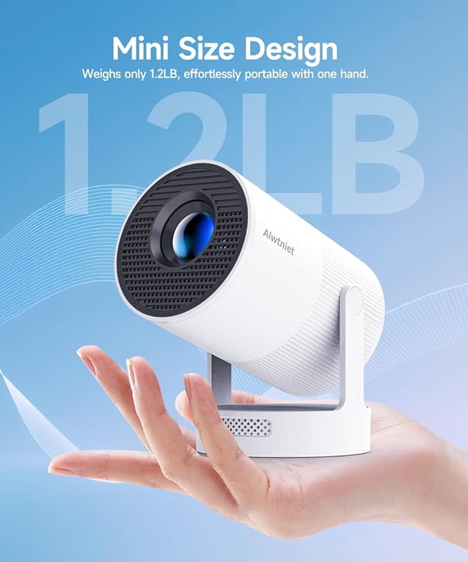 【Electric Focus】Mini Projector with WiFi 6 and Bluetooth 5.4, Smart Portable Projector 4k Support, 5W Soundbase Speaker, Auto Keystone 180° Rotation, Home Outdoor Movie Proyector HY300Ultra
