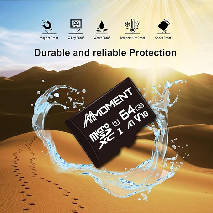 MMOMENT 64GB (2 Pack) Micro SDHC Card, A1, UHS-I, U1, V10, Class 10 Compatible, Read Speed Up to 95 MB/s, SD Adapter Included