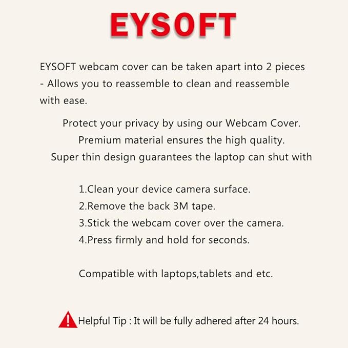 Webcam Cover, Webcam Cover Slide Compatible for Laptop, Desktop, PC, MacBook Pro, iMac, Mac Mini, iPad Pro, Smartphone,Protect Your Privacy and Security,Strong Adhesive (Black)