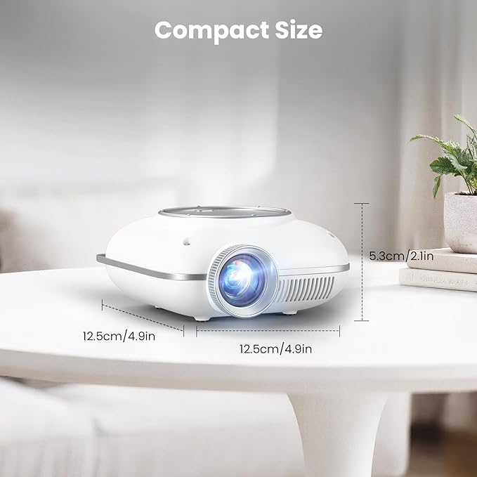 Mini Projector with Two -Way Bluetooth, Portable Projector for Home Theater Use, Support 1080P for Outdoor Projector/Movie Projector Compatible with HDMI, USB, Laptop, TV Stick (White)