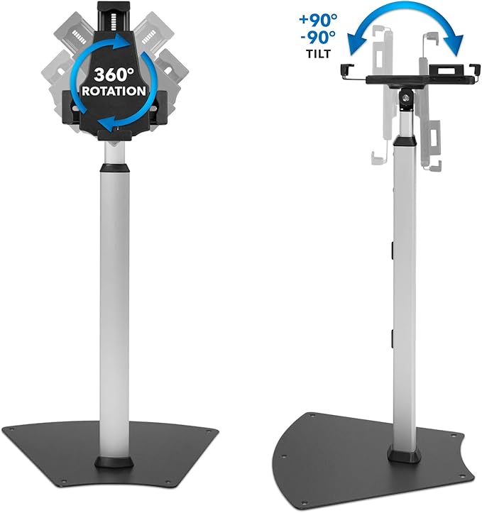 Mount-It! Anti-Theft Universal Tablet Floor Stand Kiosk – Height Adjustable Kiosk Floor Stand - Locking Tablet Mount Stand for iPad, Galaxy, Surface Go & Other 7.9"- 10.9" Tablets