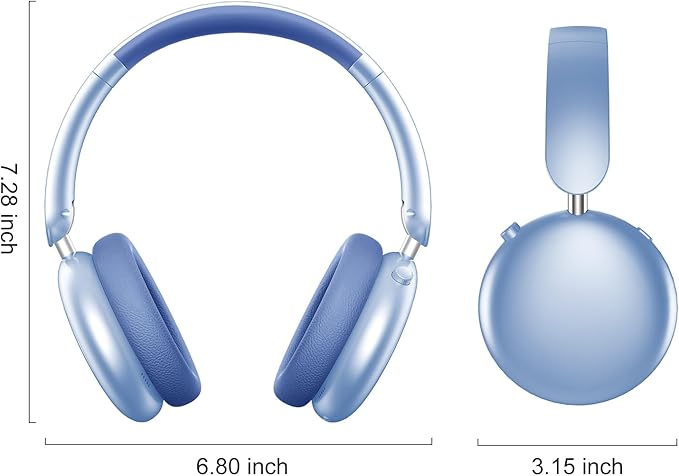 Wentronic Y06 Noise Cancelling Headphones,58H Playtime and 5 EQ Music Modes Wireless Over Ear Bluetooth Headphones with Microphone,Lossless Audio,Multipoint Connection,Foldable,Lightweight,Blue
