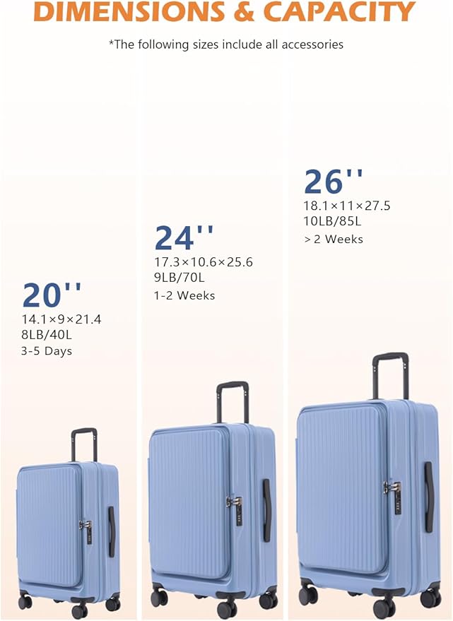 HotWay 24 Inch Expandable Checked Luggage with Cup Holder, Hardside TSA Approved Luggage with Spinner Wheels, Top Opening Suitcase For Travel, Black