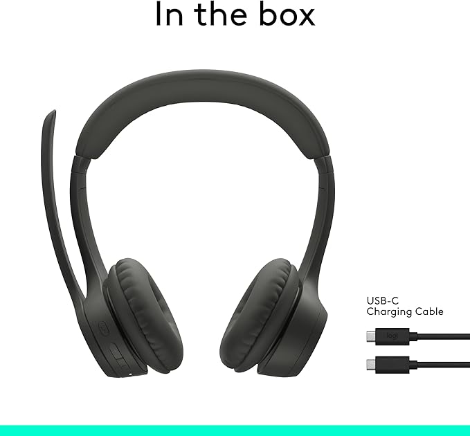 Logitech Zone 301 Wireless Bluetooth Headset with Noise-Canceling Microphone, Compatible with Windows, Mac, Chrome, Linux, iOS, iPadOS, Android – Graphite