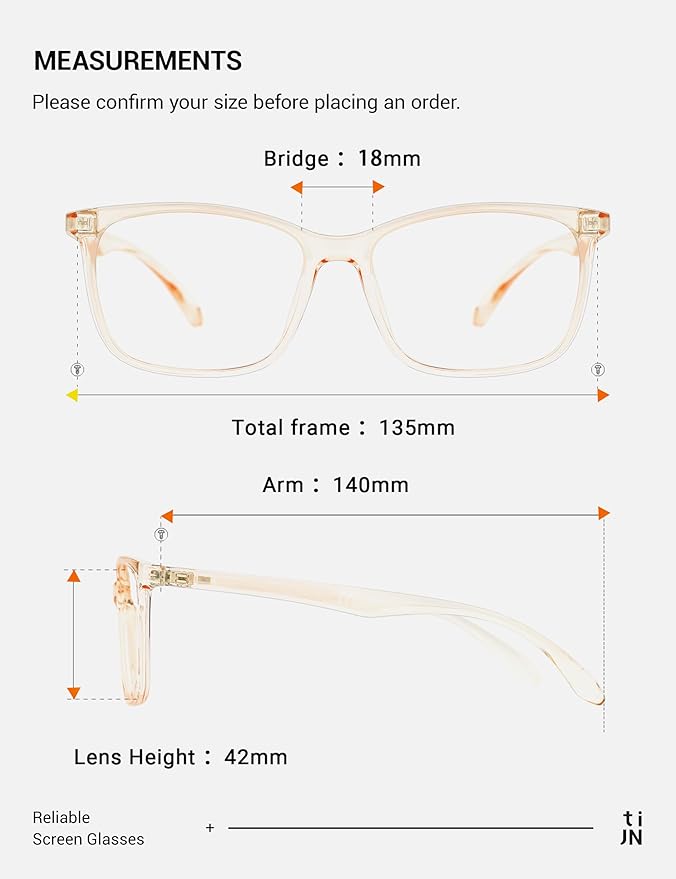 TIJN Blue Light Blocking Glasses for Women Men TR90 Frame Square Nerd Eyeglasses Anti Blue Ray Computer Screen Glasses