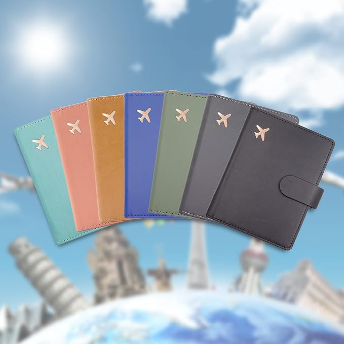 Deziliao Unisex Faux Leather Passport and Vaccine Card Holder, Black, Slim, Waterproof, Lightweight, RFID Blocking