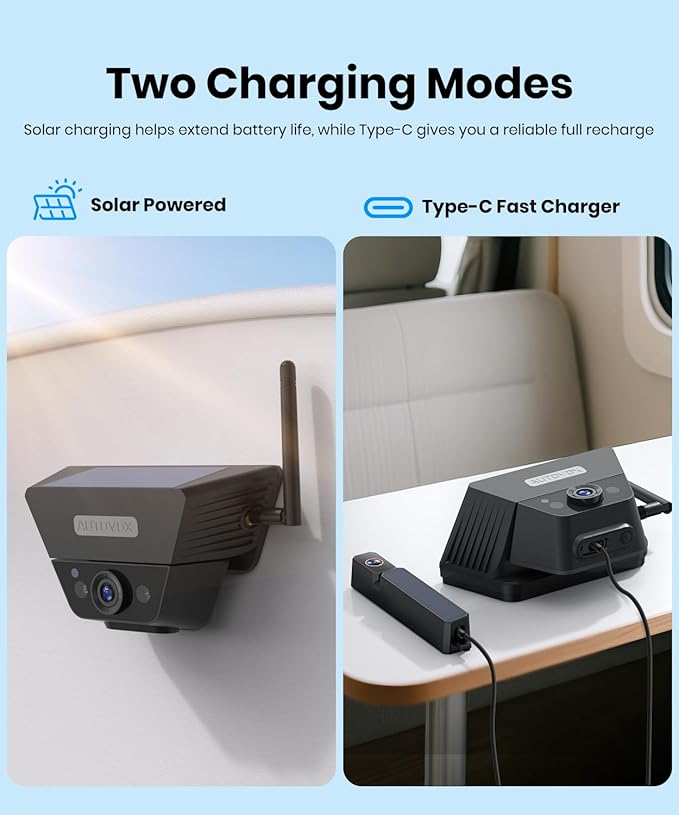 AUTO-VOX 2 Solar Wireless Backup Camera System with Two Cameras (License Plate & Portable): 7.2” 1080P HD Dual Channel Monitor, IP69K Waterproof Back up Camera for Truck,RV,Camper,Horse/Boat Trailer