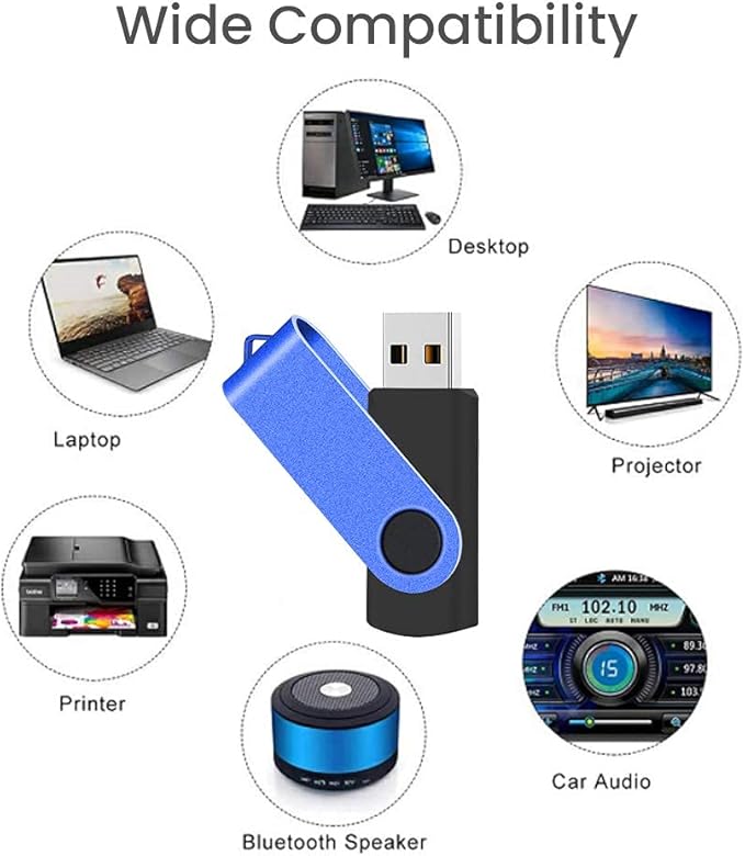 ABLAZE Flash Drives 2GB 20 Pack, USB 2.0 Thumb Drive Bulk with Lanyards Swivel Memory Stick U Disk 2GB Pendrive USB Pack (Blue)