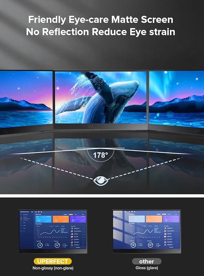 UPERFECT True 4K Portable Monitor, 15.6” 600 Nits Laptop Monitor, 100% AdobeRGB, UHD 3840x2160 USB-C & HDMI w/Smart Case, HDR FreeSync Eye Care, Travel Screen for Computer, Mini PC, Game Consoles