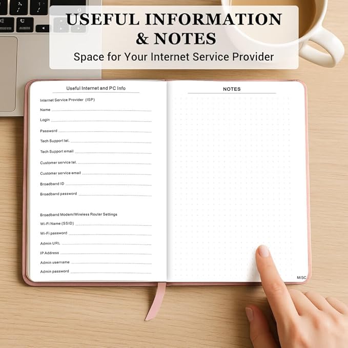 Password Book with Alphabetical Tabs – Hardcover Internet Address & Password Organizer – Password Keeper Notebook for Computer & Website – 5.2 x 7.6" Log-in Password Journal w/Thick Paper (Rose Gold)