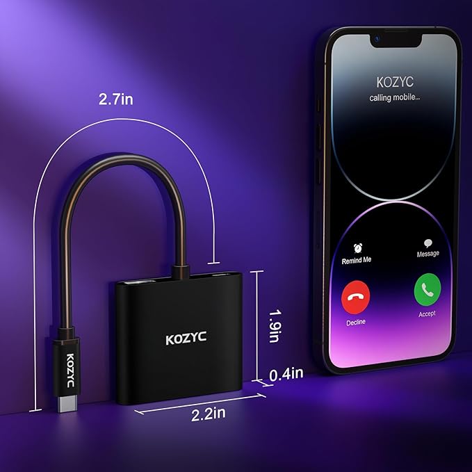 USB C to Dual HDMI Adapter 4K@30Hz, USB C Hub Multiport Adapter with 2xHDMI, USB 3.0, 100W PD, Support USB C to HDMI Splitter Extended Display (MST Only Support Windows), Black