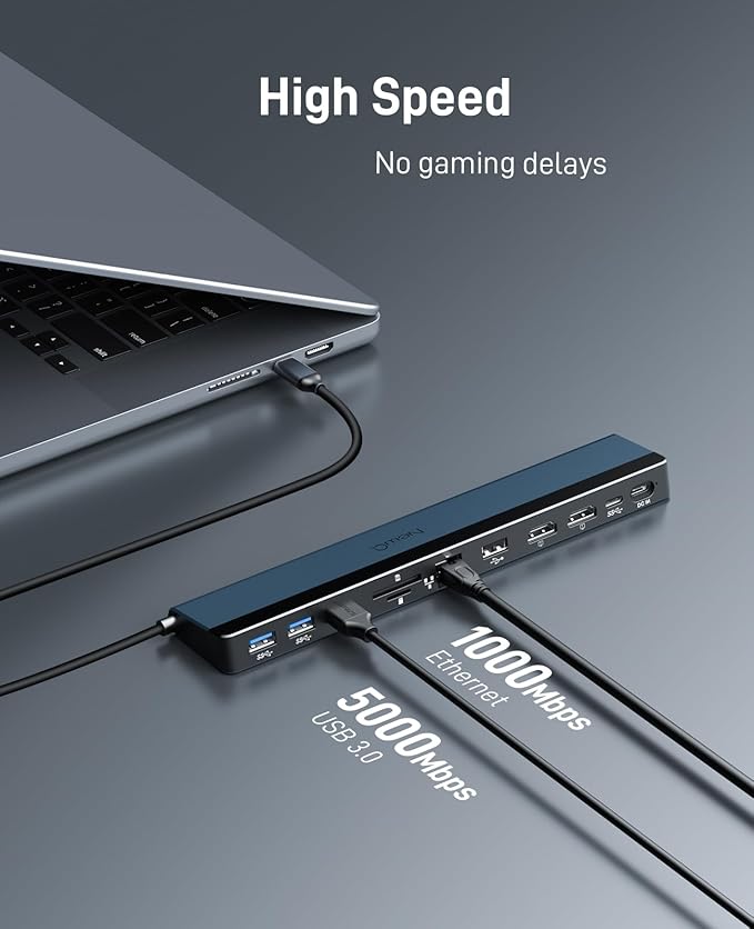 USB C Docking Station Dual Monitor, 12-in-1 Laptop Dock with Dual HDMI 4K@30~60Hz, PD-in 100W, 5Gbps USB Ports*4, SD/TF Slot, Gigabit Ethernet, 3.5mm Audio for MacBook/Dell/HP/Lenovo/Asus/Acer