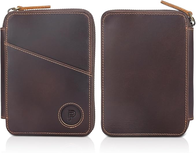 Polare Full Grain Leather Travel Passport Wallet With AirTag Slot RFID Blocking Passport Holder Soft Bifold Cover Case with YKK Zipper