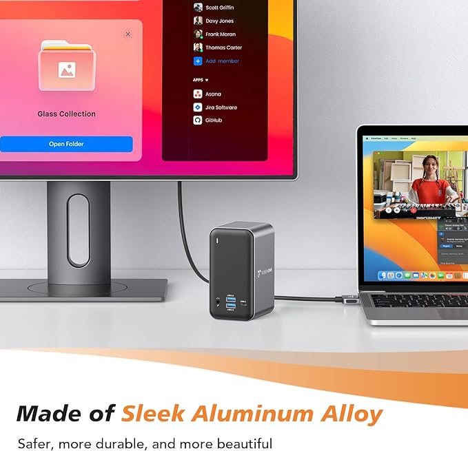 TobenONE Docking Station Dual Monitor with 100W GaN III Charger, USB C Docking Station Dual 4K HDMI for MacBook Pro/Air, Type C Dock with 2 HDMI, 7 USB, SD&Micro SD, Gigabit Ethernet, 87W PD, Audio