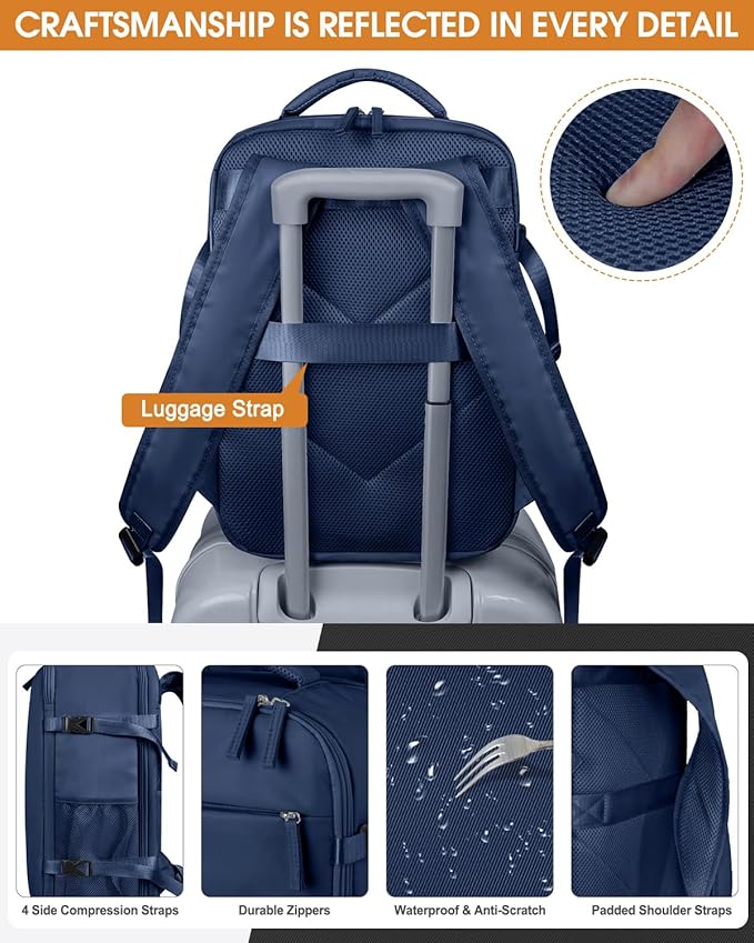 Capolo Travel Backpack for Women Men Waterproof Laptop Backpack Airlines Approved Carry On Backpack Bag Computer Backpack for Business, Work, Traveling Fits 17 Inch Laptop(Dark Blue)
