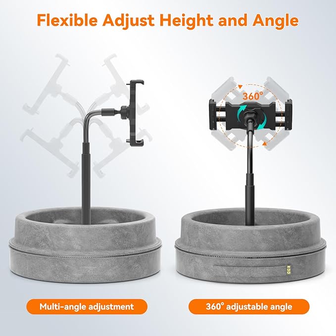 KDD Tablet Pillow Stand for Lap, Multi-Angle iPad Stand with Storage Tray - 360° Rotating Clip Gooseneck Tablet Soft Pad Dock for Bed and Desk Compatible with iPad Pro 12.9, Air Mini, Phone, E-Reader