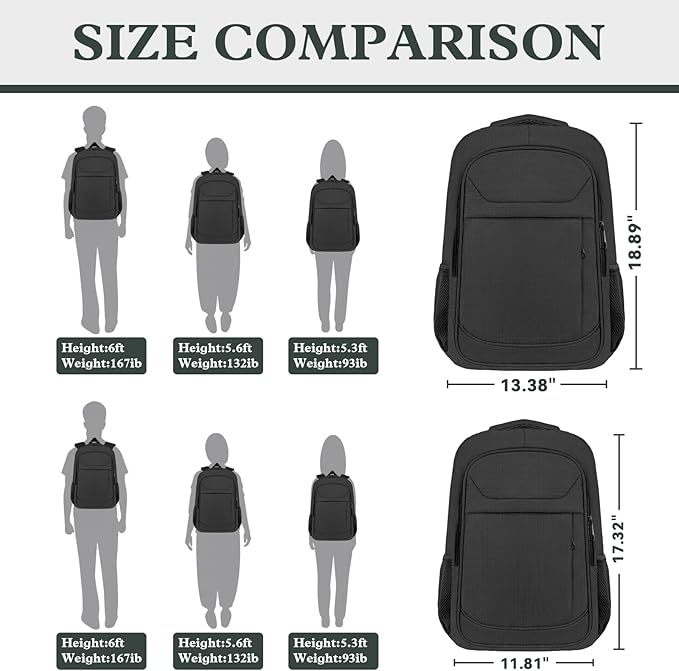 Travel Laptop Backpack, Travel Backpack For Women, Business Anti Theft Slim Sturdy Laptops Backpack, 15.6” Water Resistant College School Computer Bag Gift for Men & Women, Black