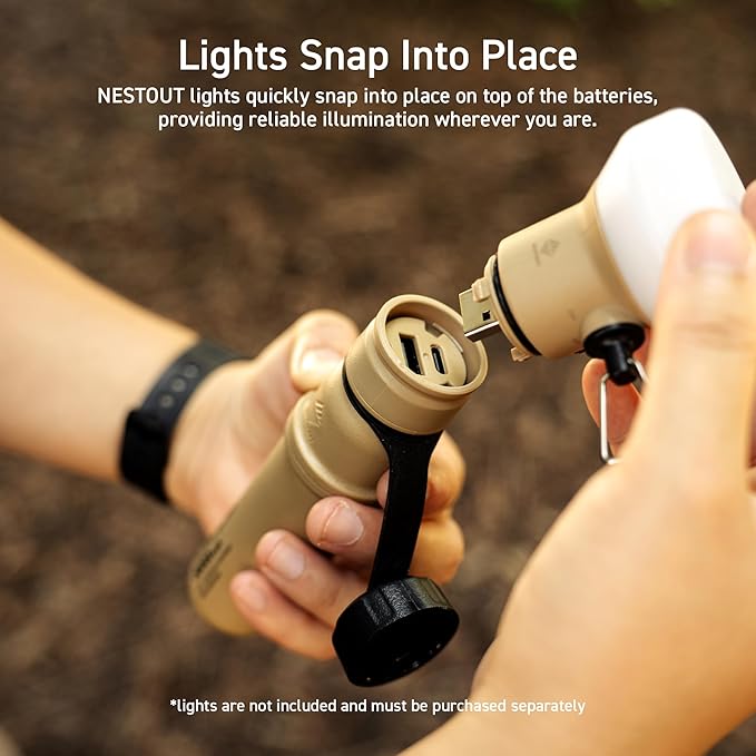 NESTOUT Rugged Portable Charger, 5000mAh Outdoor Battery Power Bank, 15W USB C Fast Charging, Waterproof IP67, Durable Shockproof, Tactical Battery Pack for Phone Military EDC Hiking Camping (Beige)