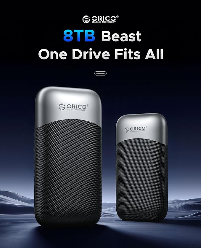 ORICO 8 TB External SSD, Up to 1000MB/s for USB 3.2 Gen 2 Interface, Portable Solid State Drive for Smartphone, Laptop, PC and Game Console, Fast and Reliable Storage Solution - M10Max