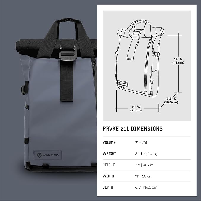 WANDRD PRVKE 21L, V3 Backpack: Weather-Resistant Travel & Camera Backpack with Laptop Sleeve, Quick Side Access, Clamshell Opening – Ideal Photography & Travel Bag (Aegean Blue)