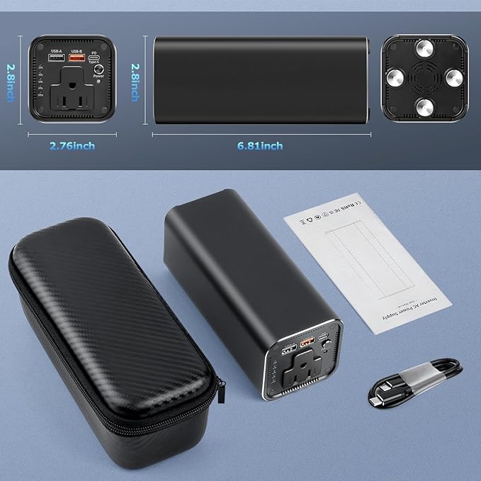 Portable Power Bank, 100W AC Outlet Laptop Charger, 98Wh/27000mAh High Capacity with 65W PD USB C Laptop Battery Bank, Backup Power Source for Business Travel and Outdoor Activities