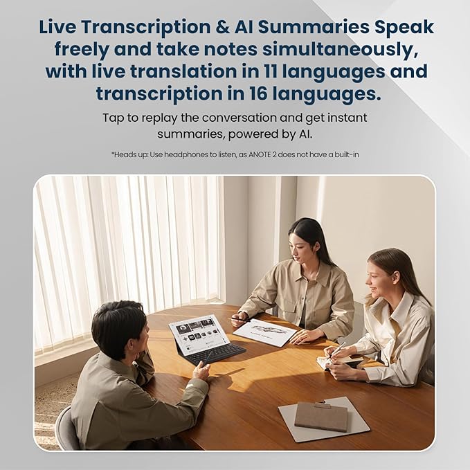 iFLYTEK AINOTE 2, 10.65-inch Large Screen AI Note-Taking Tablet E Ink Tablet,4.2mm Electronic Notebook with Pen Voice-to-Text Transcription, Multi-Languages ChatGPT Support, for Meetings,Study