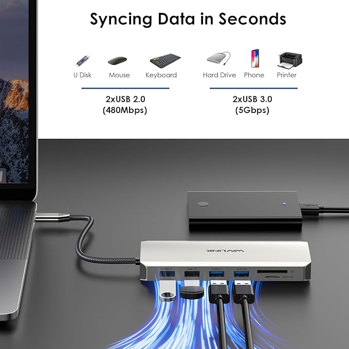 USB C Docking Station USB C to Dual HDMI Adapter USB C Hub Dual Monitor, 13 in 1 Multiport Triple Display Type C Dongle with Dual HDMI 4K, DP, PD Charger, 5 USB, Ethernet, SD TF Card Reader, Audio