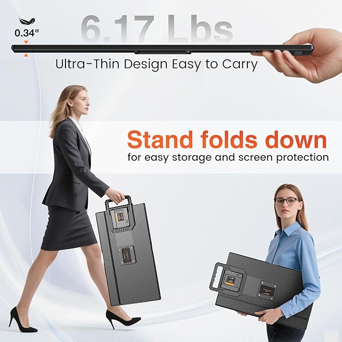 23.8" Portable Monitor, 1080p FHD 100HZ IPS Gaming Monitor, 90° Rotatable & Height-Adjustable Display, Built-in Speakers, VESA Mounting, External second monitor for Laptop, Mini PC, Switch, PS5