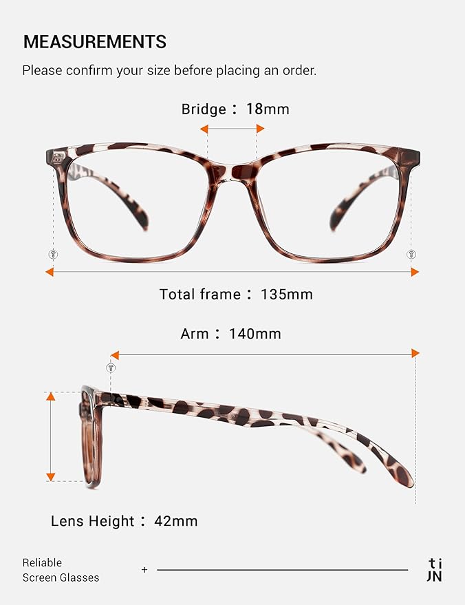 TIJN Blue Light Blocking Glasses for Women Men TR90 Frame Square Nerd Eyeglasses Anti Blue Ray Computer Screen Glasses
