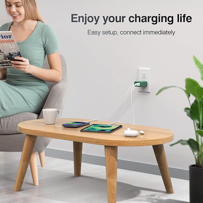 2Pack 20W Type C Charger, Dual Port USB C Wall Plug 20W PD & QC3.0 USB A Fast Charging Block for iPhone, Samsung Galaxy, Google Pixel, Motorola, Oneplus Kindle Cargador Cube Brick Box, Green