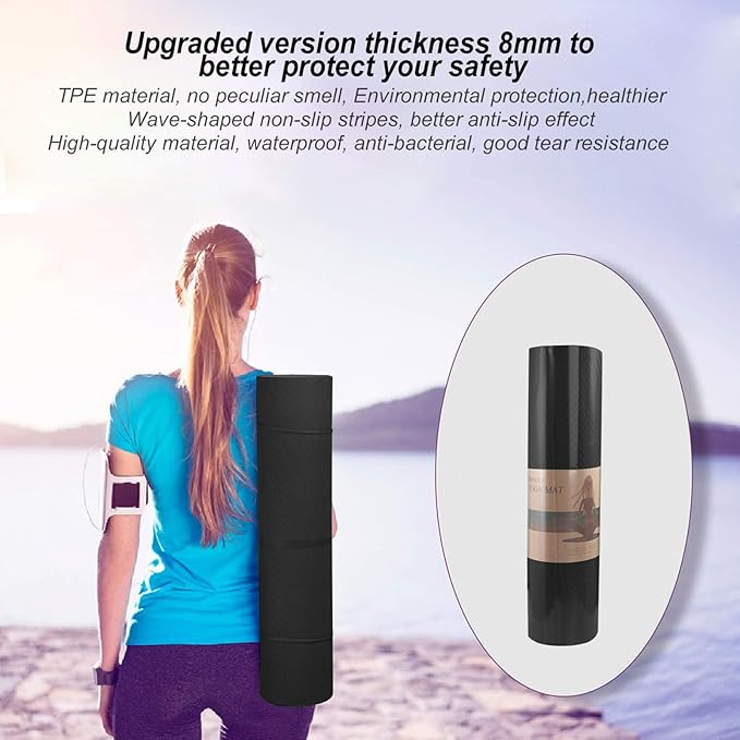 Yoga Mat 1/3 inch QMKGEC Exercise Mats 8mm TPE Non-Slip Extra Thick High-Density Eco Friendly for Yoga Workout Pilates Yoga Mats for Women Men