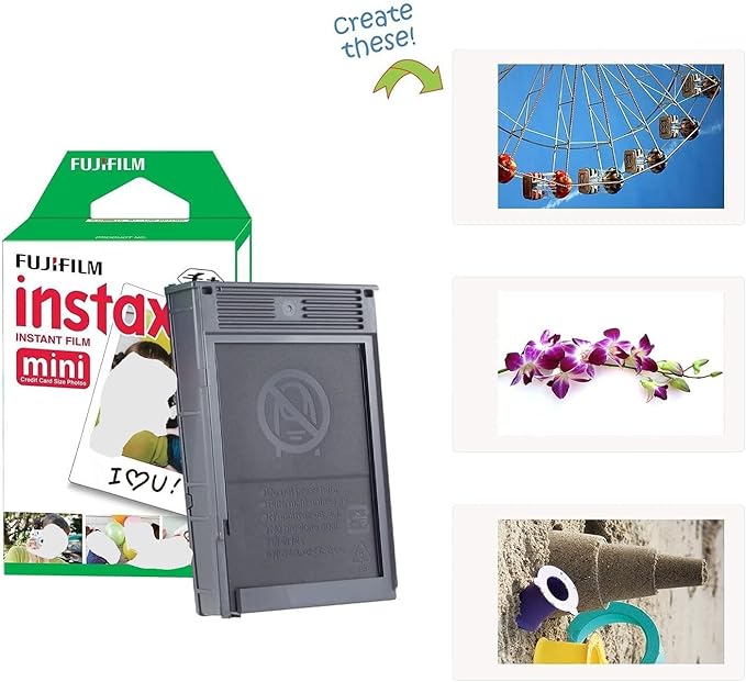 Fujifilm Instax Mini 12 Instant Camera Clay White + Fuji Film Value Pack (40 Sheets) + Shutter Accessories Bundle, Incl. Compatible Carrying Case, Quicksand Beads Photo Album 64 Pockets