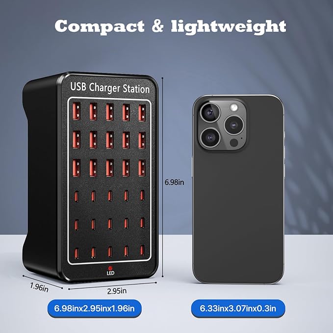 USB C Charging Station,150W 30 Ports USB C Charger【15USB-C + 15USB-A】, Multiple Devices Charger Compatible with Samsung/iPhone/iPad/Google Pixel/Tablets and Other USB Electronics