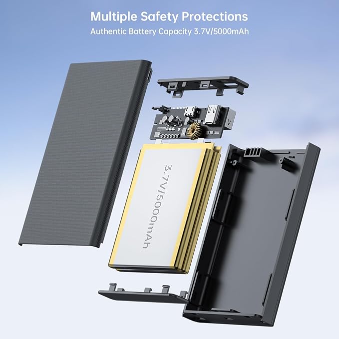 2PCS Heated Socks/Scarf Battery Pack 5000mAh– USB-C & USB-A 2 Outputs Small 5V 2A Power Bank for Electric Heating Scarves (MuroMucci/NABEKE/Genovega) Socks (Crbsuk, VICEPLUS, AQveriG, WASOTO)/Vests